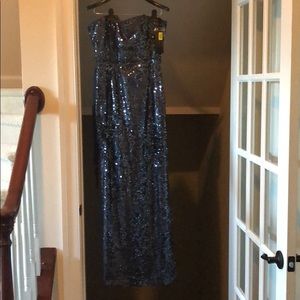 BCBG Strapless navy sequin gown
